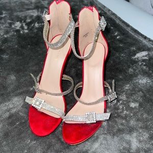 Miss Lola shoe boutique Red crystal strap heel size 6.5
